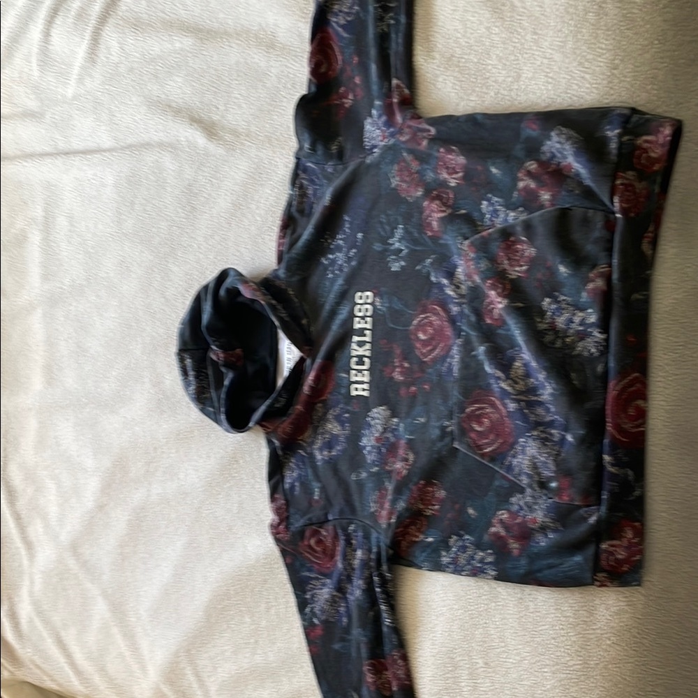 Urban Planet Blue/Red Floral Hoodie